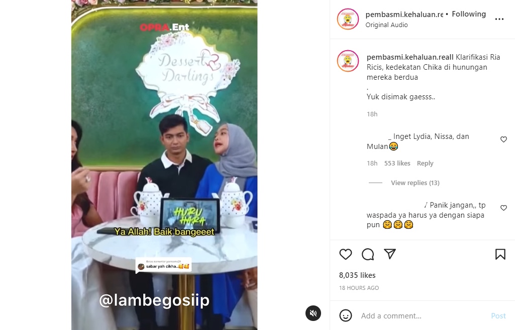Ria Ricis Bela Chika Saat Dituding Jadi Orang Ketiga, Nama Nissa Sabyan Justru Terseret