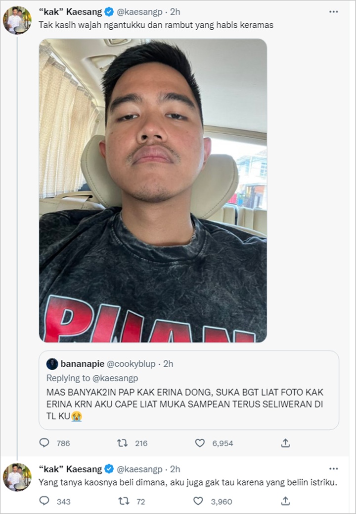 Kaesang Pangarep Pakai Kaus Puan Maharani